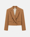 Blazer Crop Camel — Corte Corto Cuello Esmoquin Botonadura Simple | Tomates Fritos