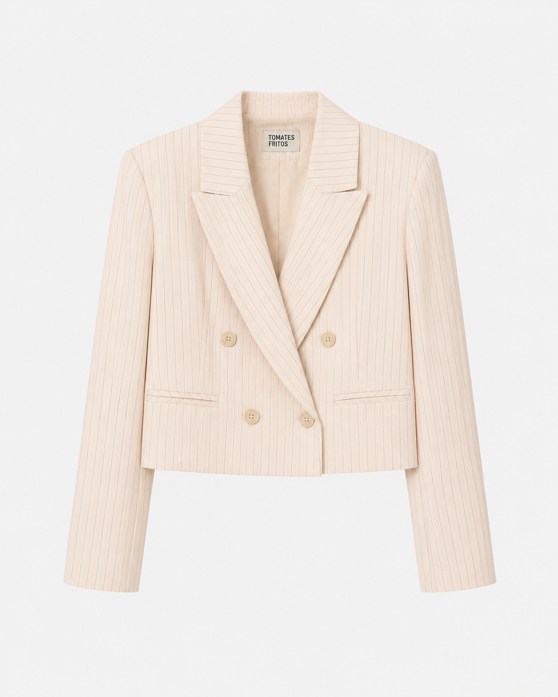 Blazer Crop Crudo — Corte Corto Cuello Esmoquin Botonadura Simple | Tomates Fritos