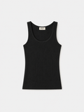 Camiseta Canalé Negra — Ajustada Elástica Cuello Redondo Manga Sisa