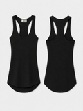 Camiseta Nadadora Negra — Línea Imperio Tejido Fluido