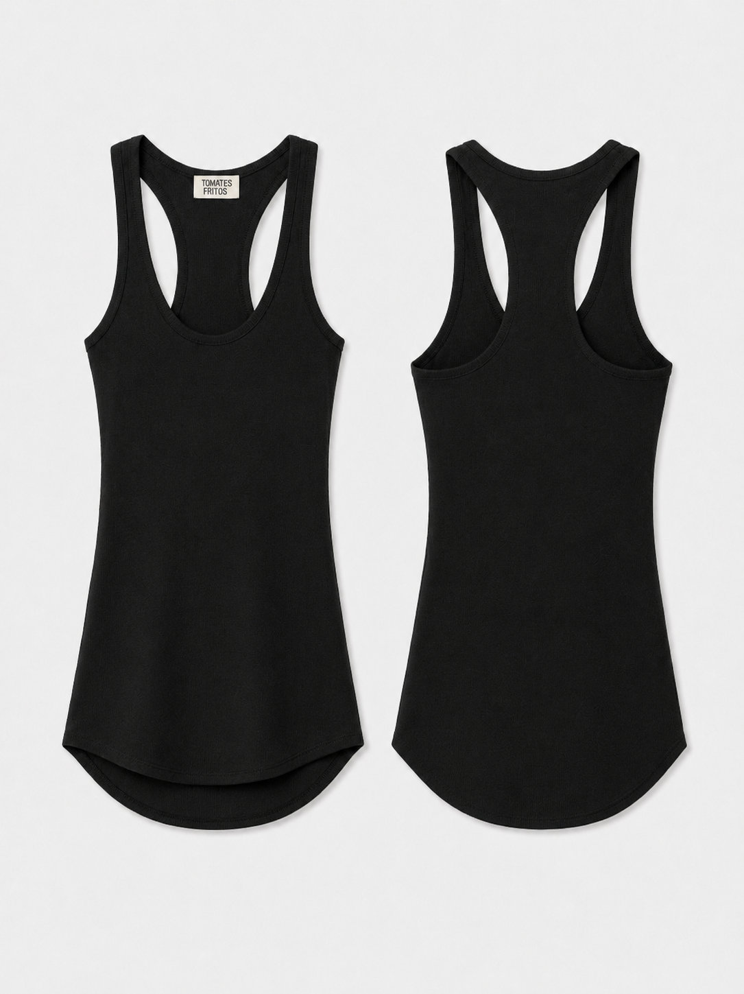 Camiseta Nadadora Negra — Línea Imperio Tejido Fluido