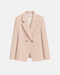 Americana Cruzada Rosa — Entallada Doble Botón Cuello Esmoquin