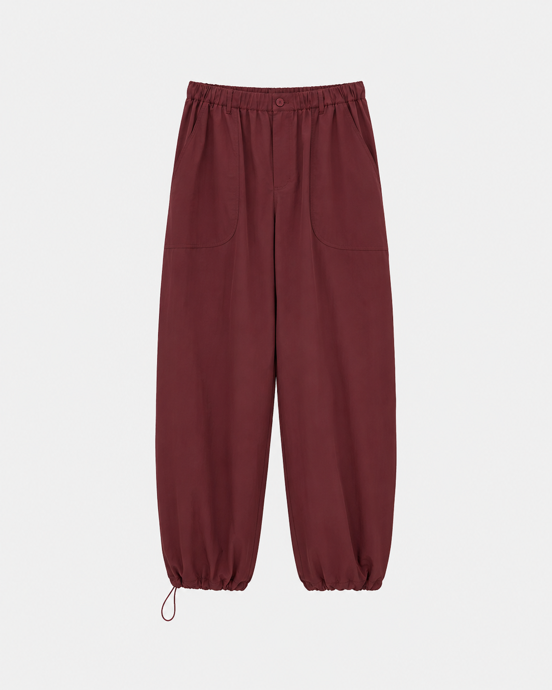 Pantalón Globo Burgundy — Ancho con Bajos Ajustables, Pinzas y Goma
