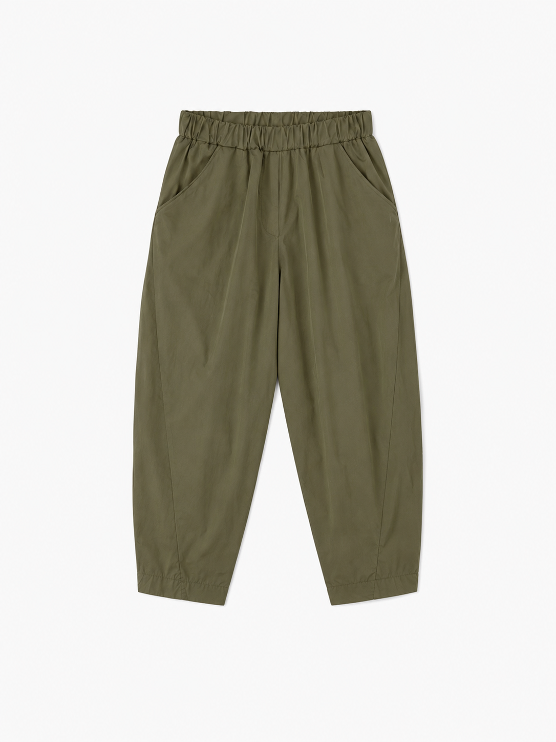 Pantalón Popelín Kaki — Corte Globo con Cintura Elástica