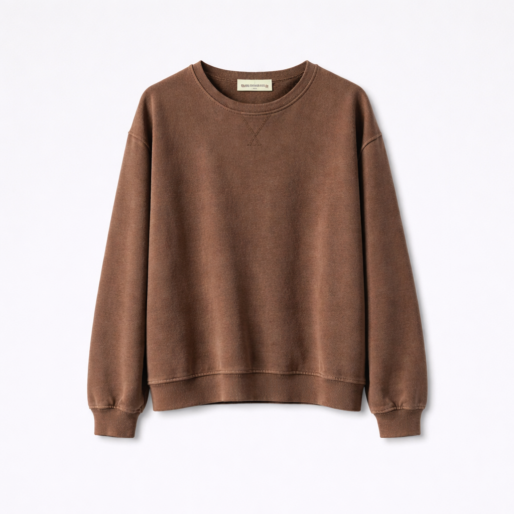 Sudadera Básica Marrón — Algodón Felpa Cuello Redondo | Tomates Fritos