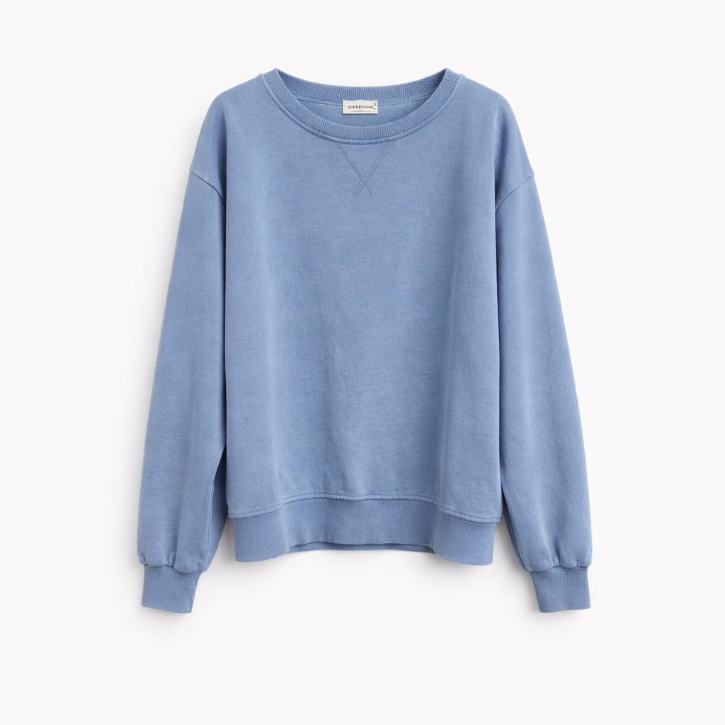 Sudadera Básica Celeste — Algodón Felpa Cuello Redondo | Tomates Fritos