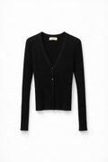 Chaqueta Canalé Negra — Punto Acanalado Botones Joya | Tomates Fritos