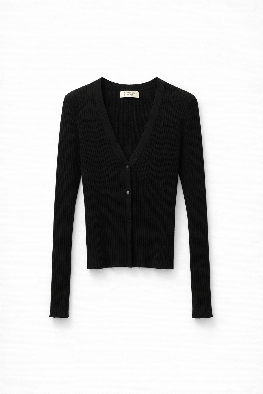 Chaqueta Canalé Negra — Punto Acanalado Botones Joya | Tomates Fritos