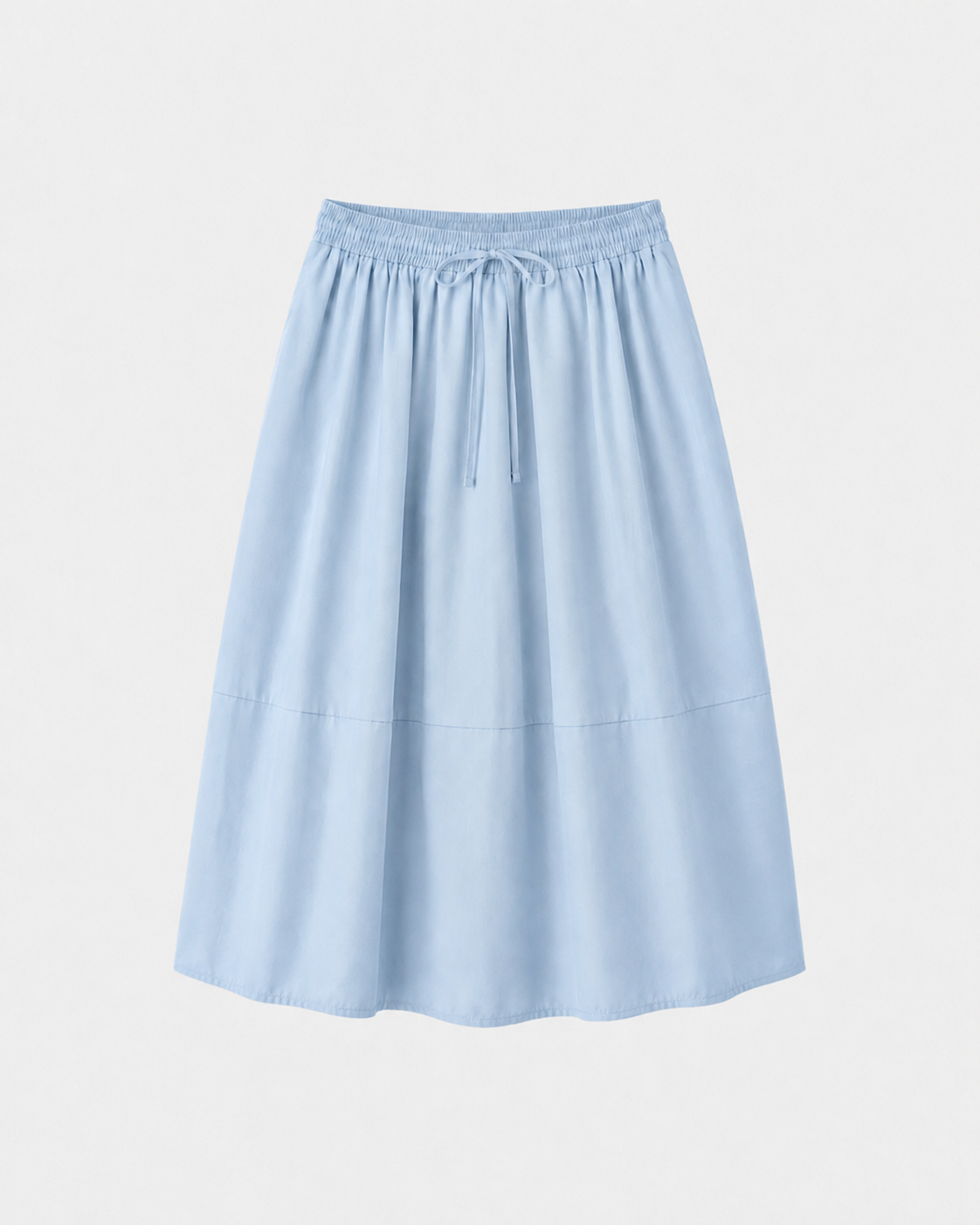 Falda de Vuelo Azul Celeste — Midi 100% Algodón con Cintura Elástica