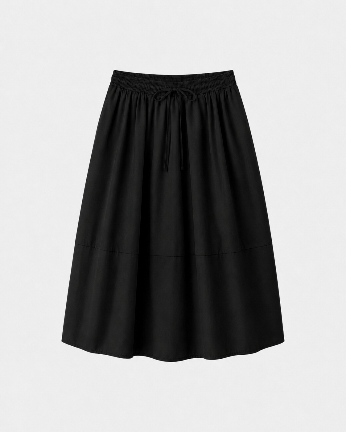 Falda de Vuelo Negra — Midi 100% Algodón con Cintura Elástica