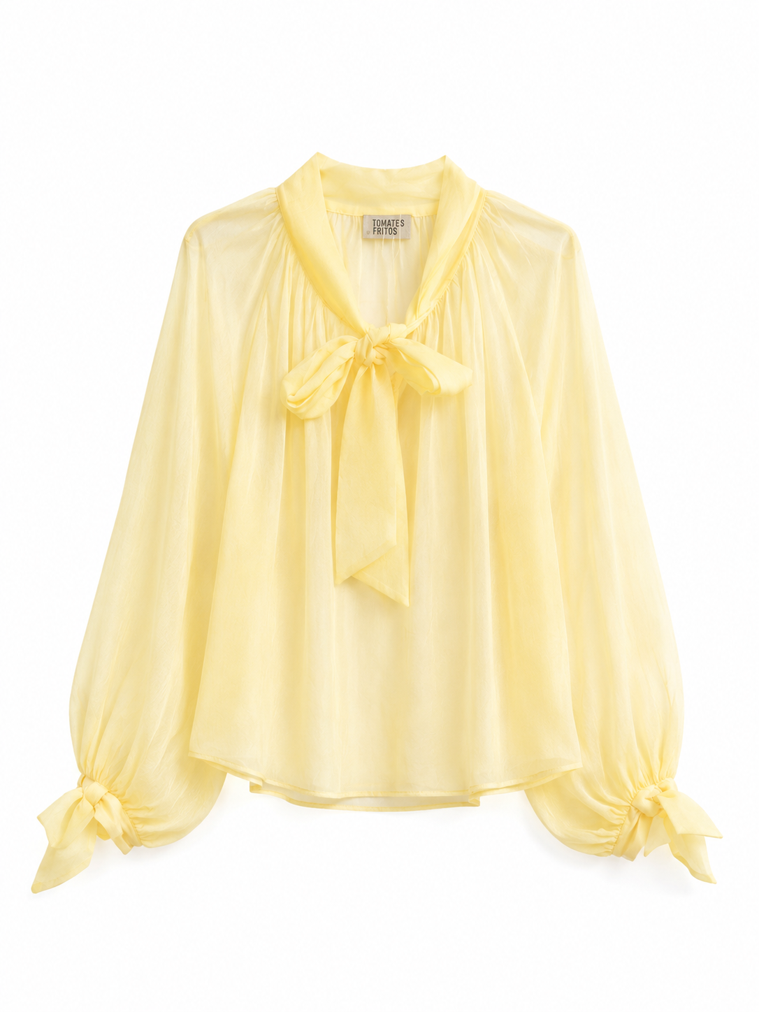 Blusa Lazo — Tejido Fluido Lazo Frontal Manga Larga | Tomates Fritos