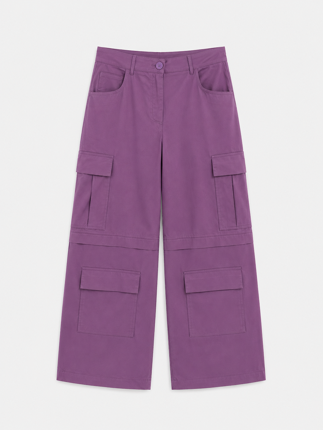 Pantalón Cargo Malva Oversize — Tejido Técnico Bolsillos Plastrón | Tomates Fritos