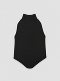 Top Halter Negro Cropped — Tejido Elástico Espalda Descubierta Botón | Tomates Fritos