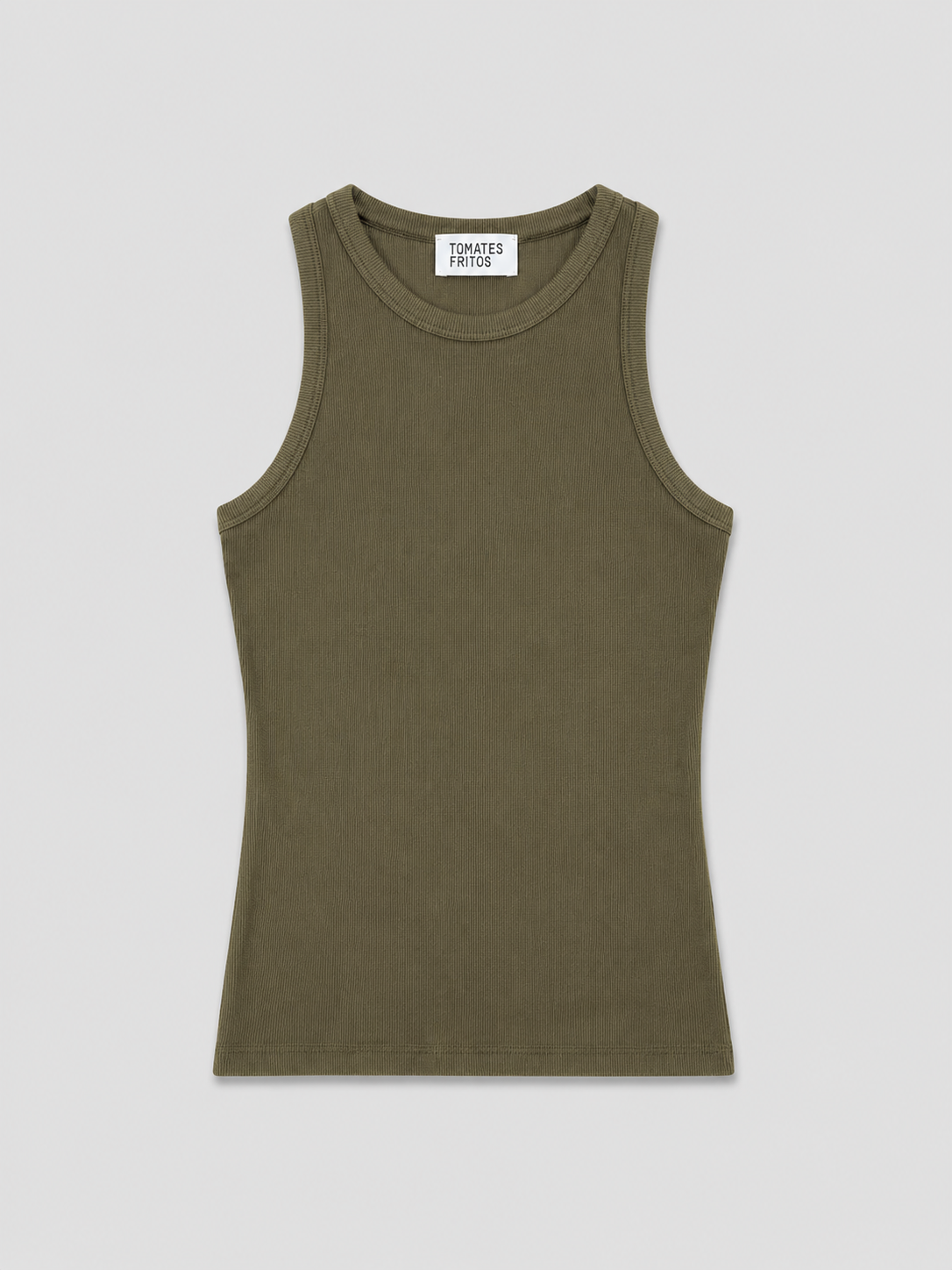 Camiseta Imperio Kaki— Micro Canalé Elástico Escote Imperio