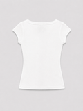 Camiseta Cuello Barco Blanca — Algodón Elástico Manga Sisa Caída | Tomates Fritos