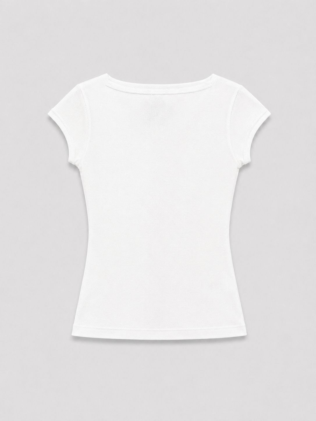 Camiseta Cuello Barco Blanca — Algodón Elástico Manga Sisa Caída | Tomates Fritos