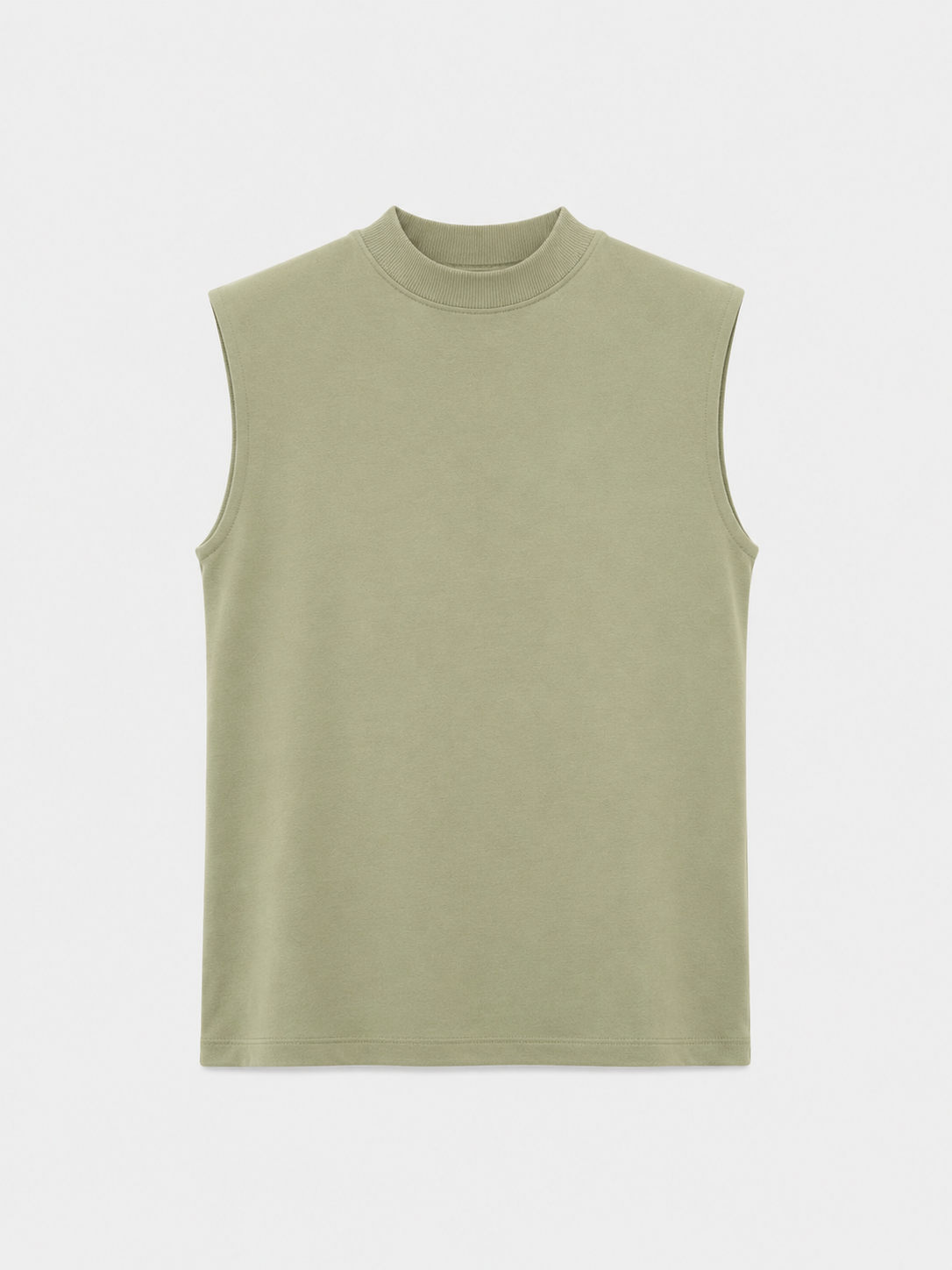 Camiseta Attico Kaki — Algodón Elástico Hombreras Estructuradas Manga Sisa | Tomates Fritos
