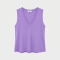 Camiseta Gabriela Pico Malva — 100% Algodón Orgánico Cuello Pico Manga Sisa | Tomates Fritos