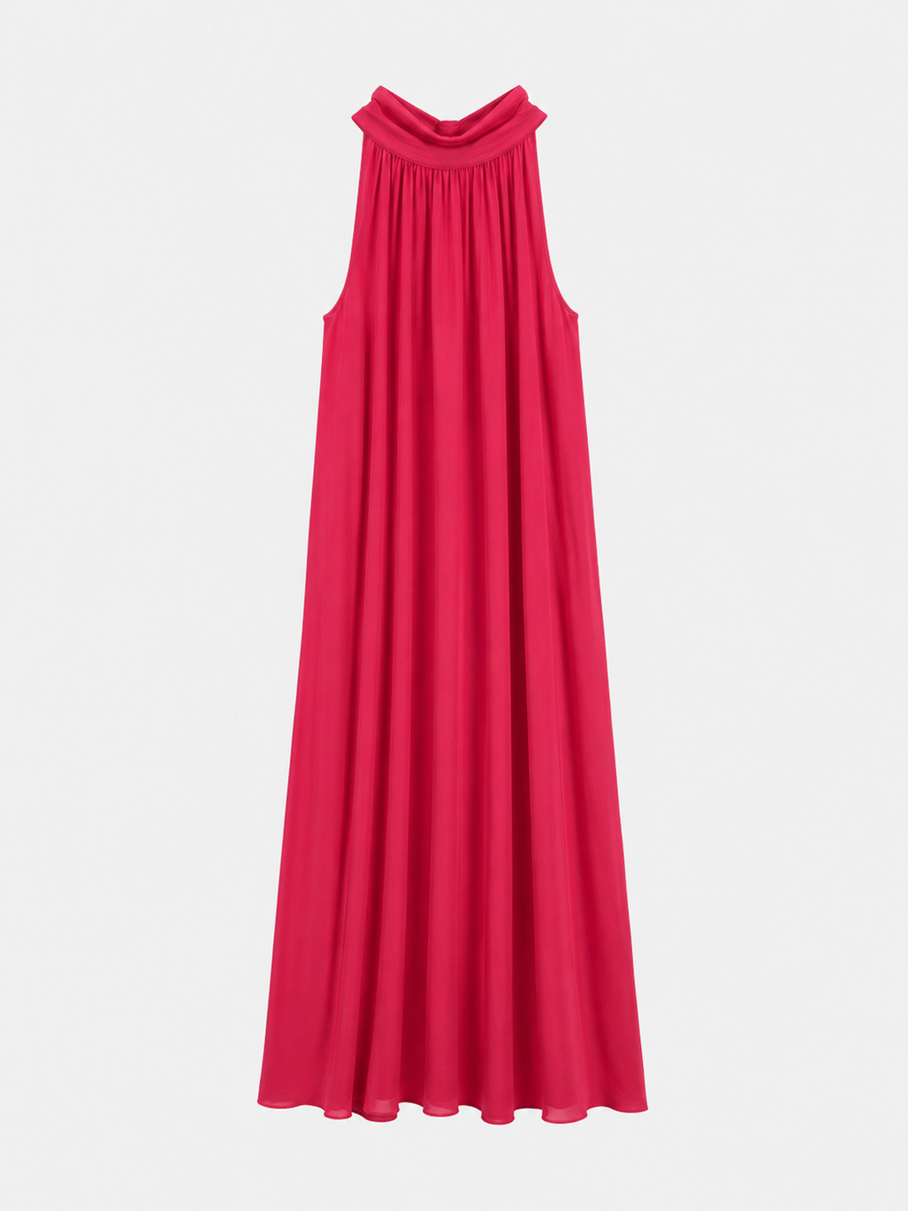 Vestido gasa halter fresa.
