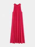 Vestido gasa halter fresa.