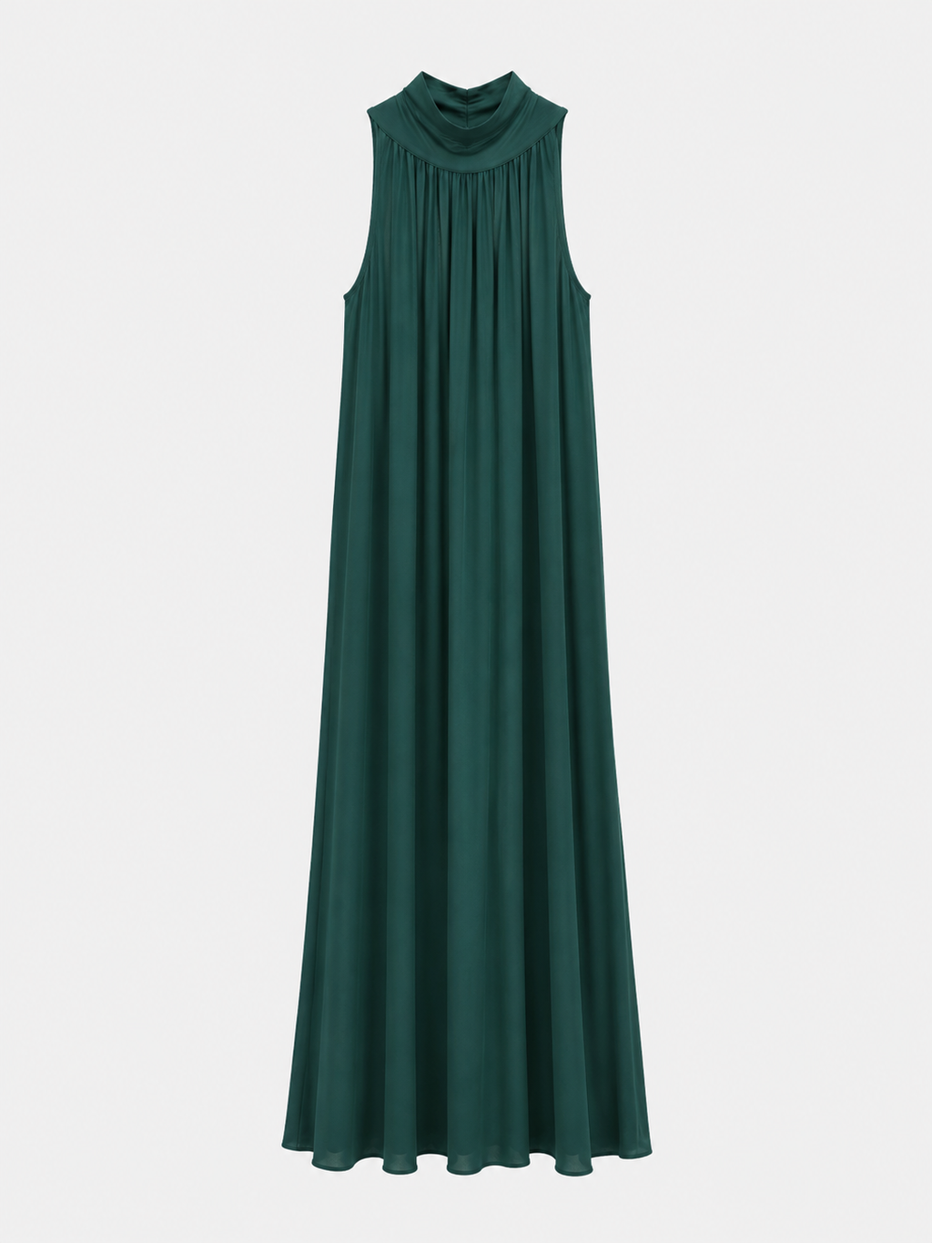 Vestido gasa halter verde.