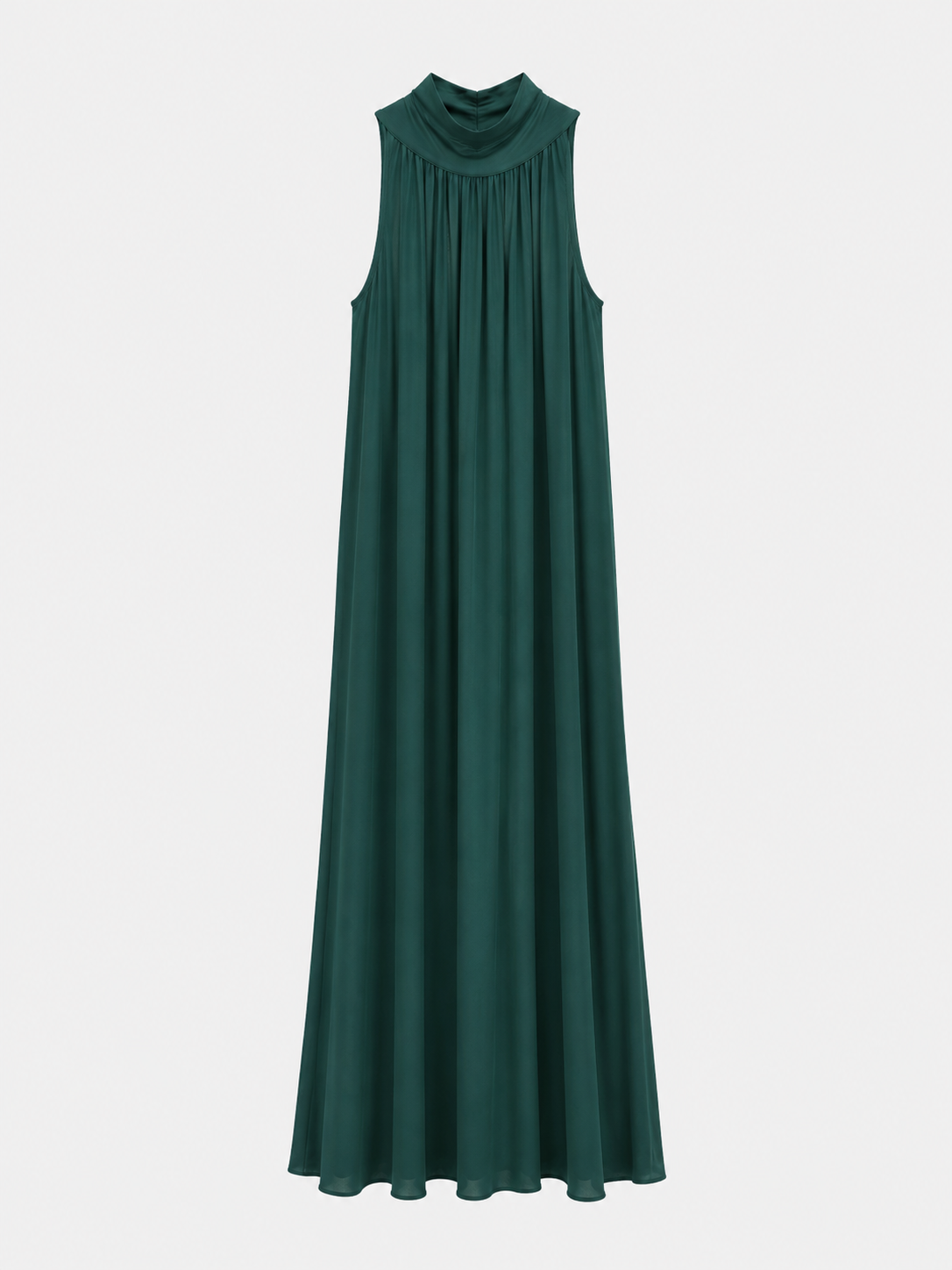 Vestido gasa halter verde.