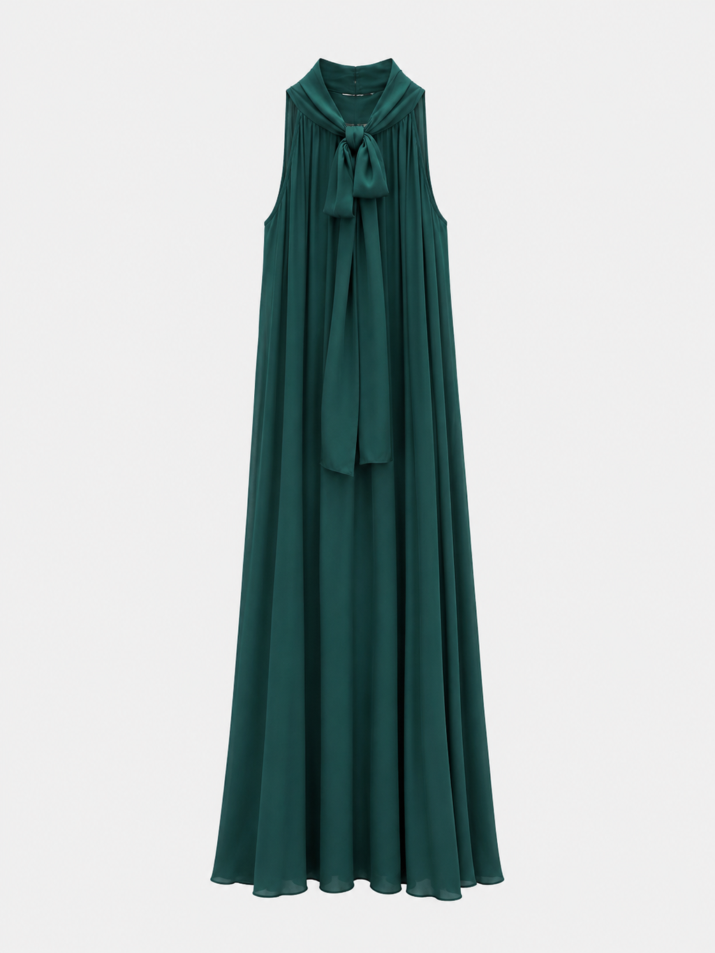 Vestido gasa halter verde.