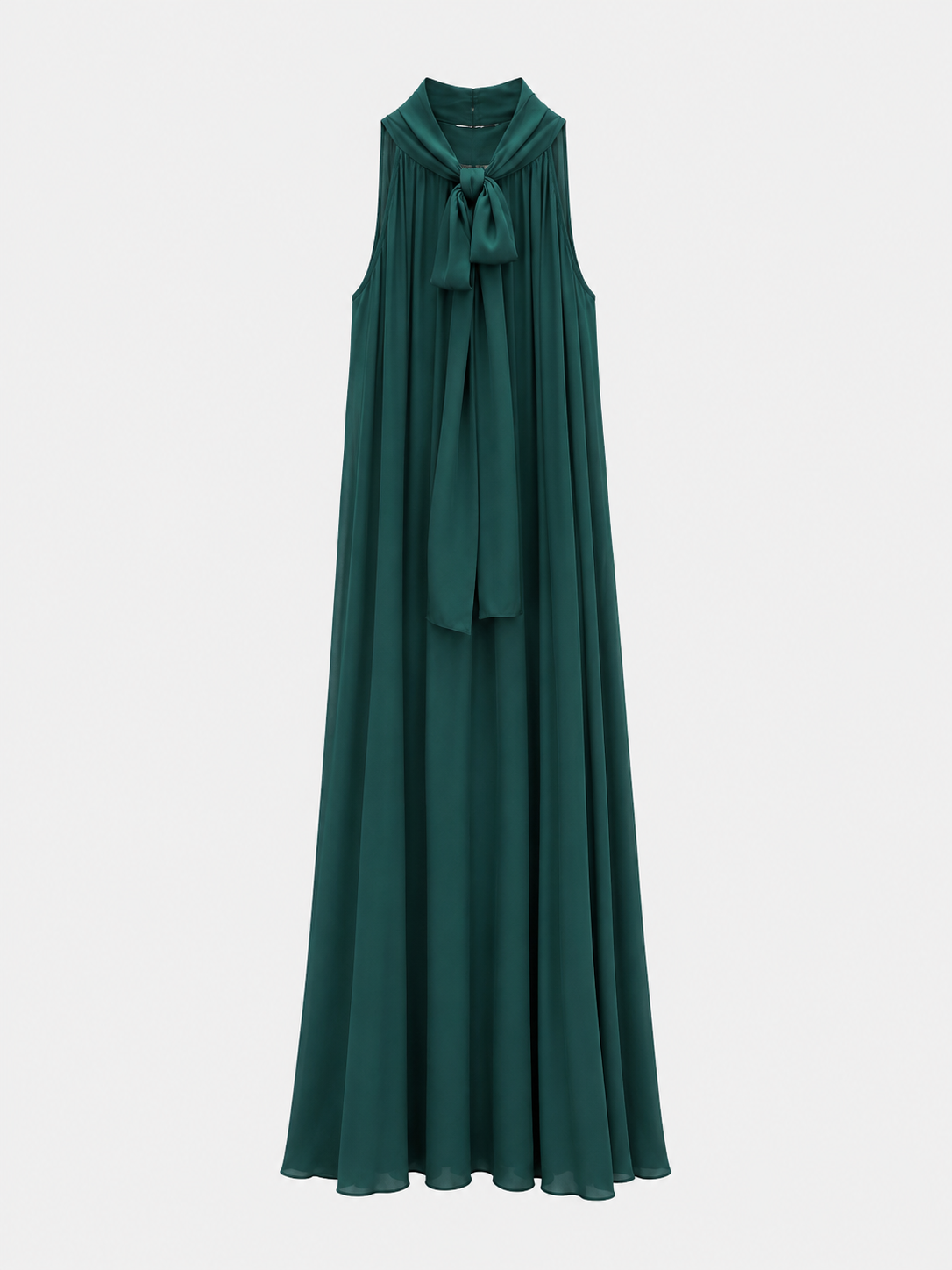 Vestido gasa halter verde.
