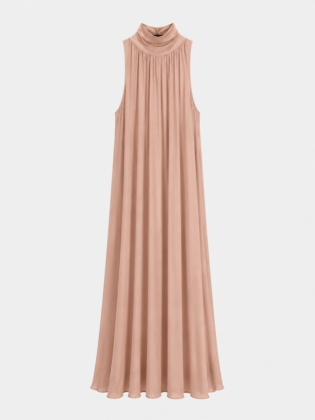Vestido gasa halter melocotón.