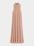 Vestido gasa halter melocotón.