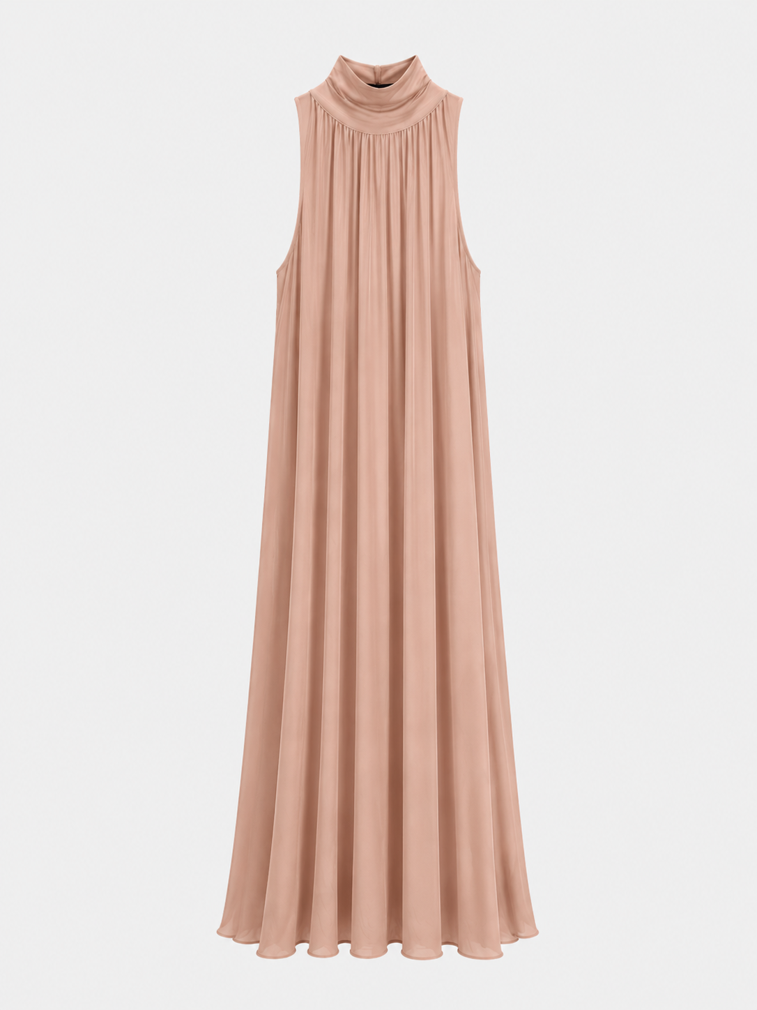 Vestido gasa halter melocotón.
