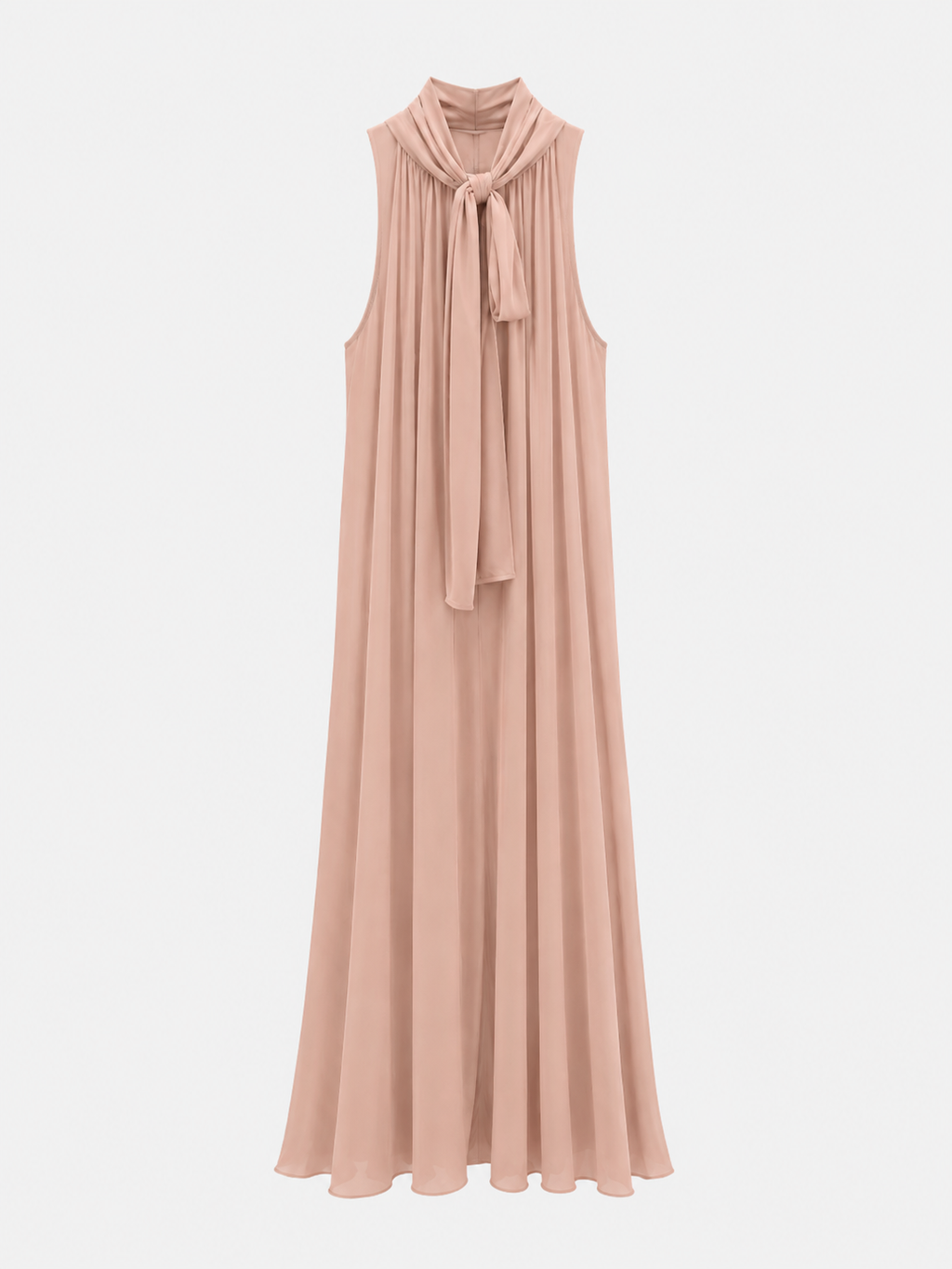 Vestido gasa halter melocotón.