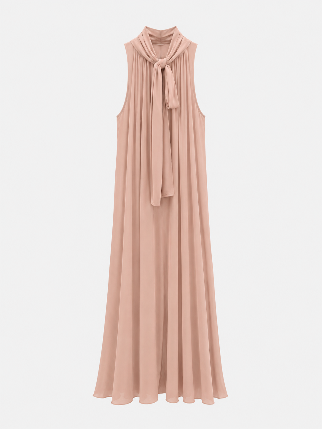 Vestido gasa halter melocotón.