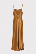Vestido halter satén toffee.