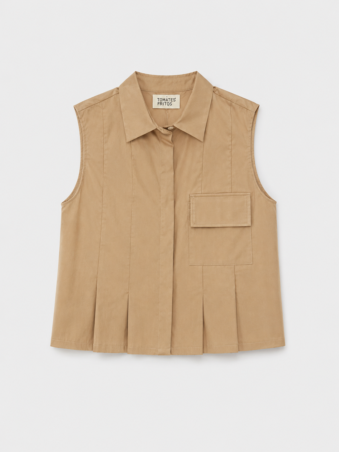Camisa pliegues camel.