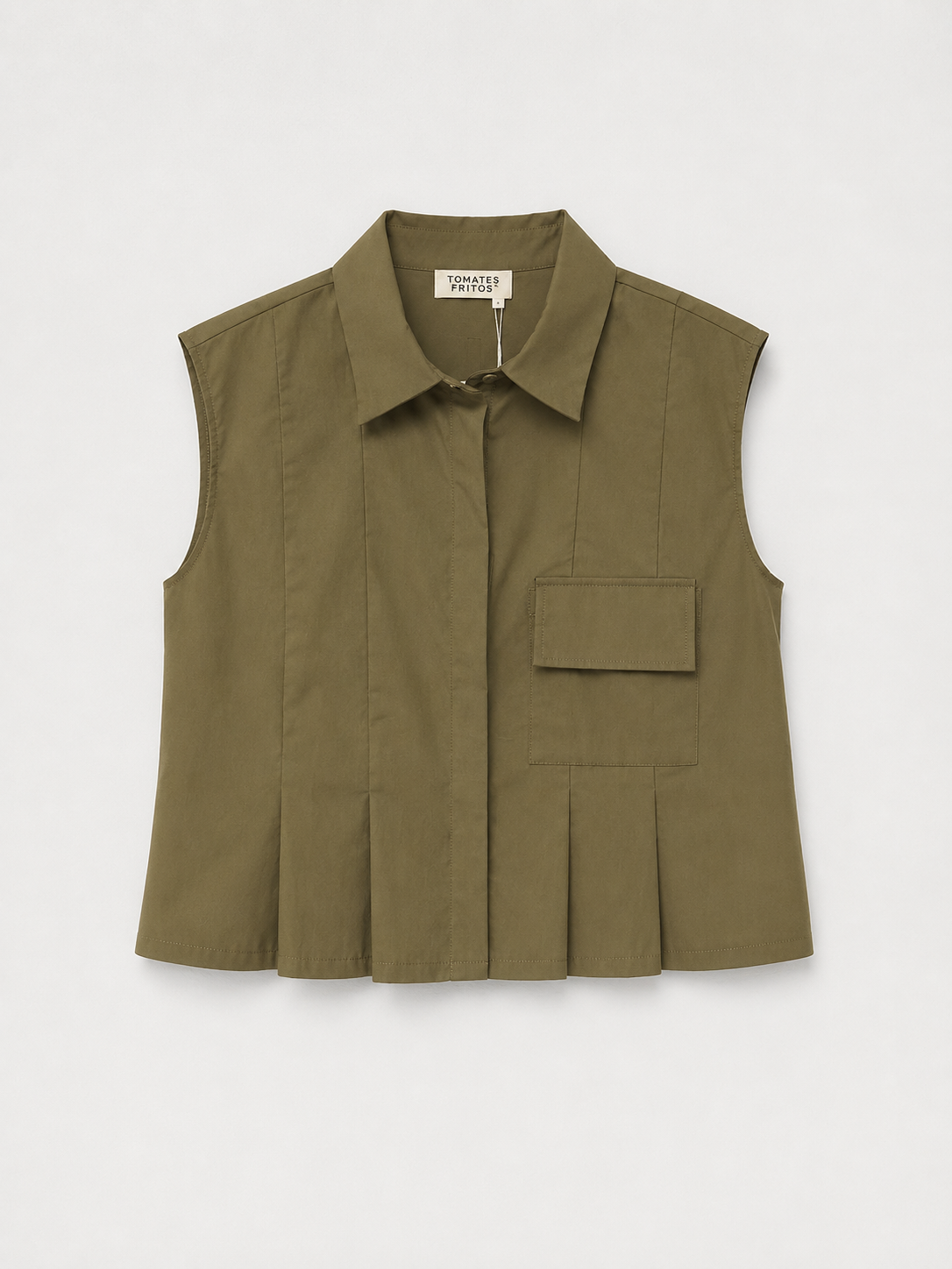Camisa pliegues kaki.