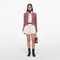 Red check jacket.