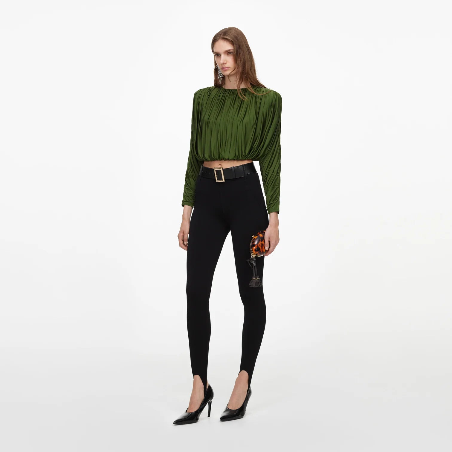 Olive jersey top