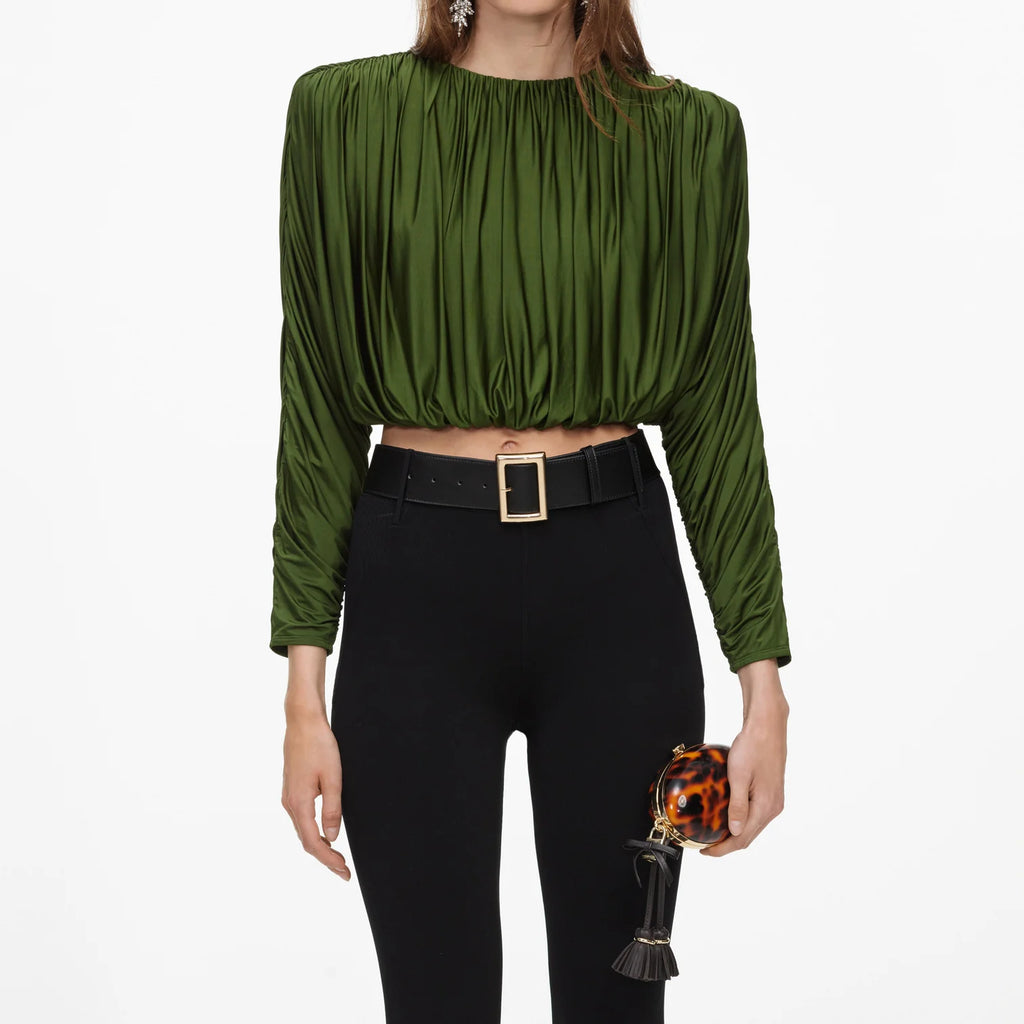 Olive jersey top