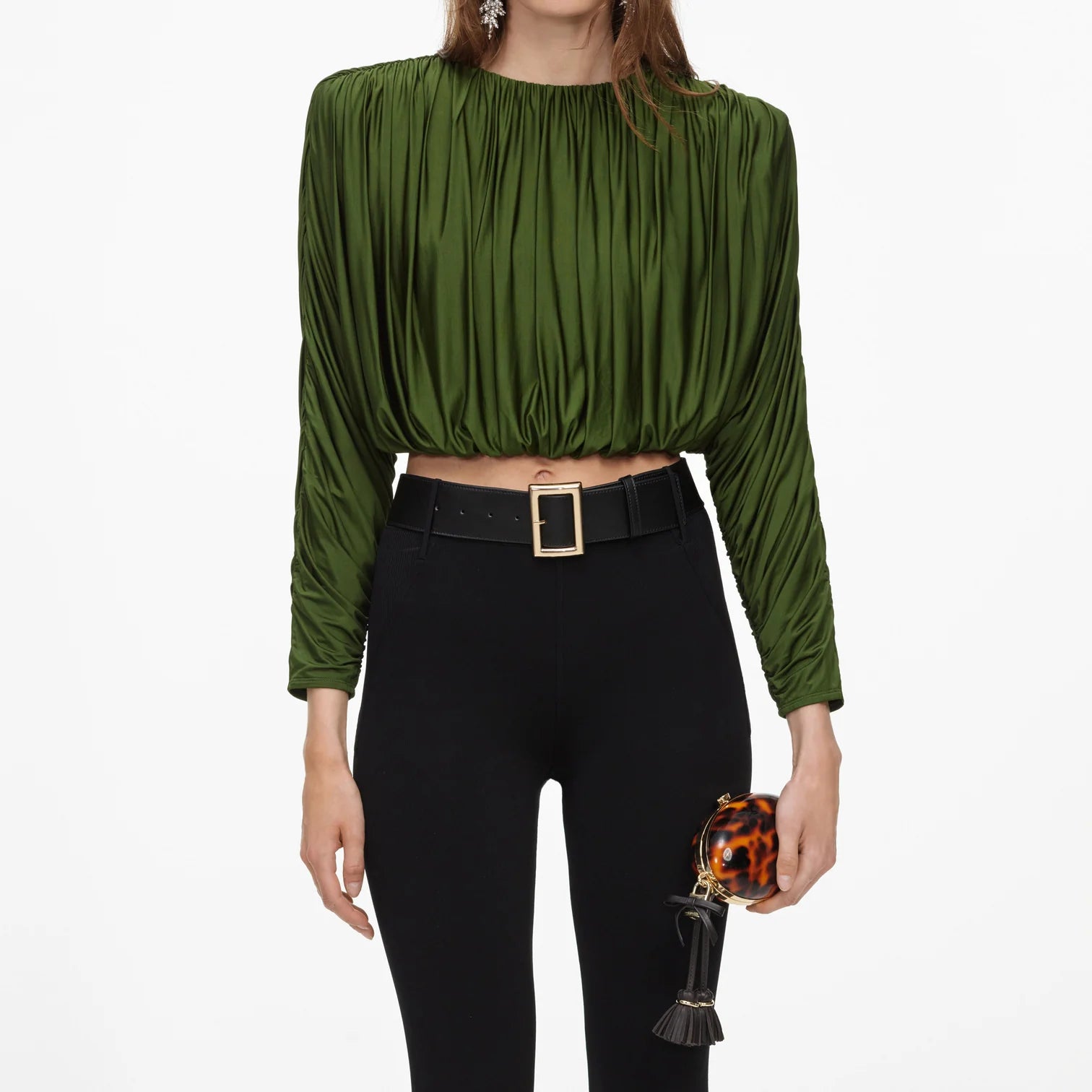Olive jersey top