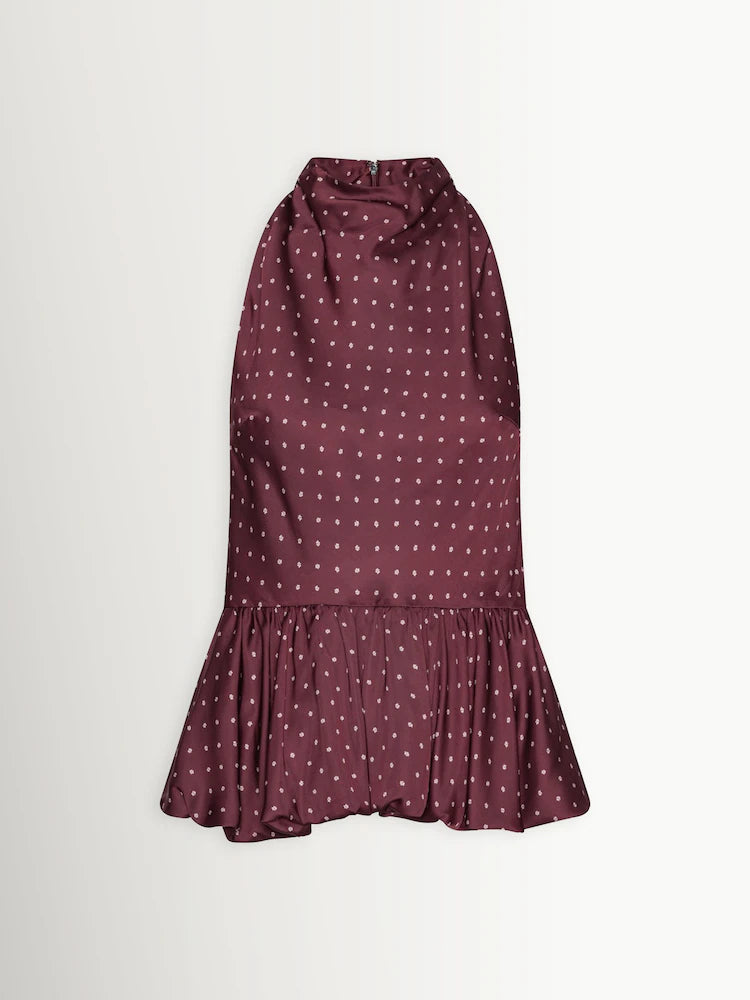 Dot Peplum Halterneck.