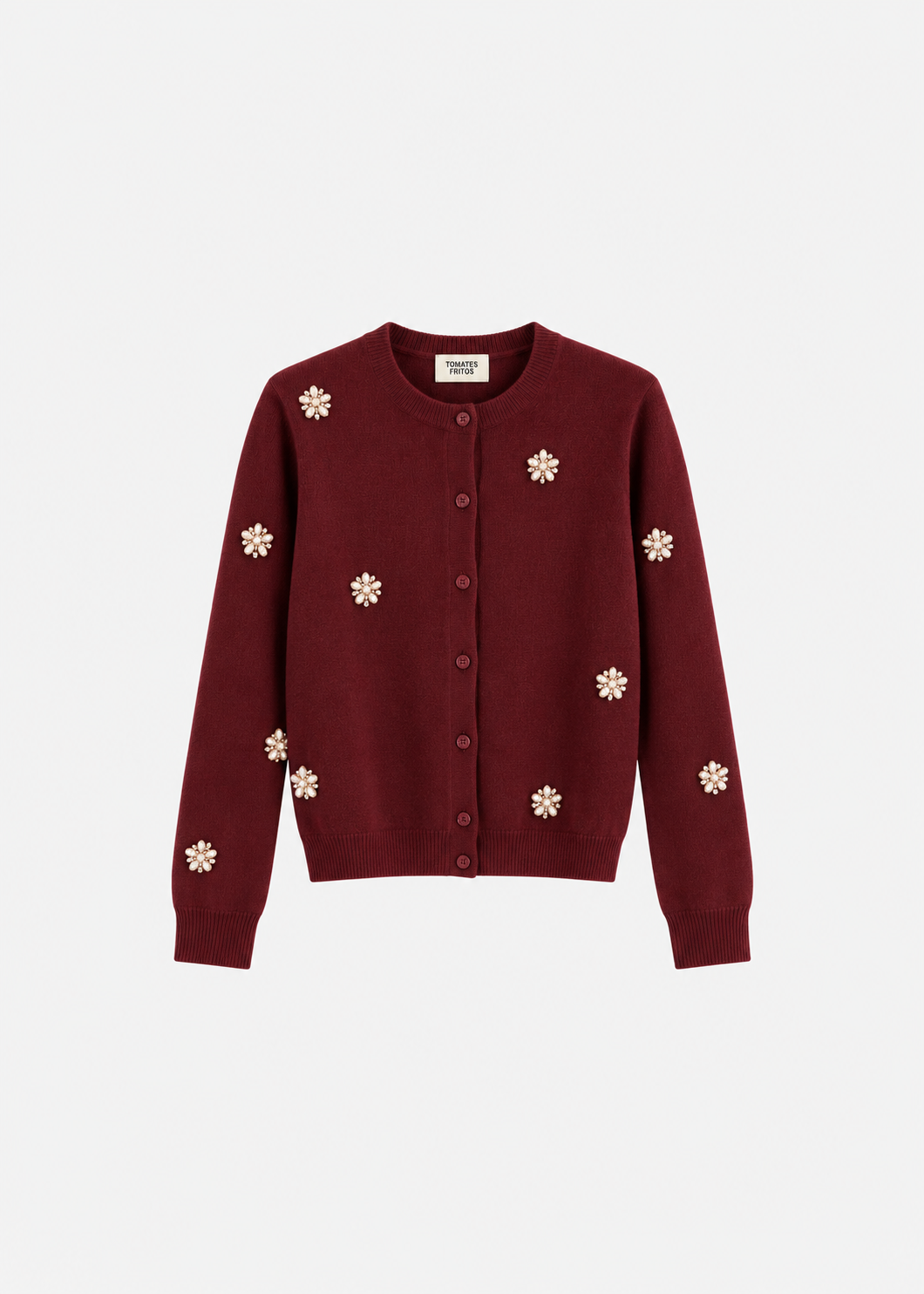 Cardigan strass burdeos.