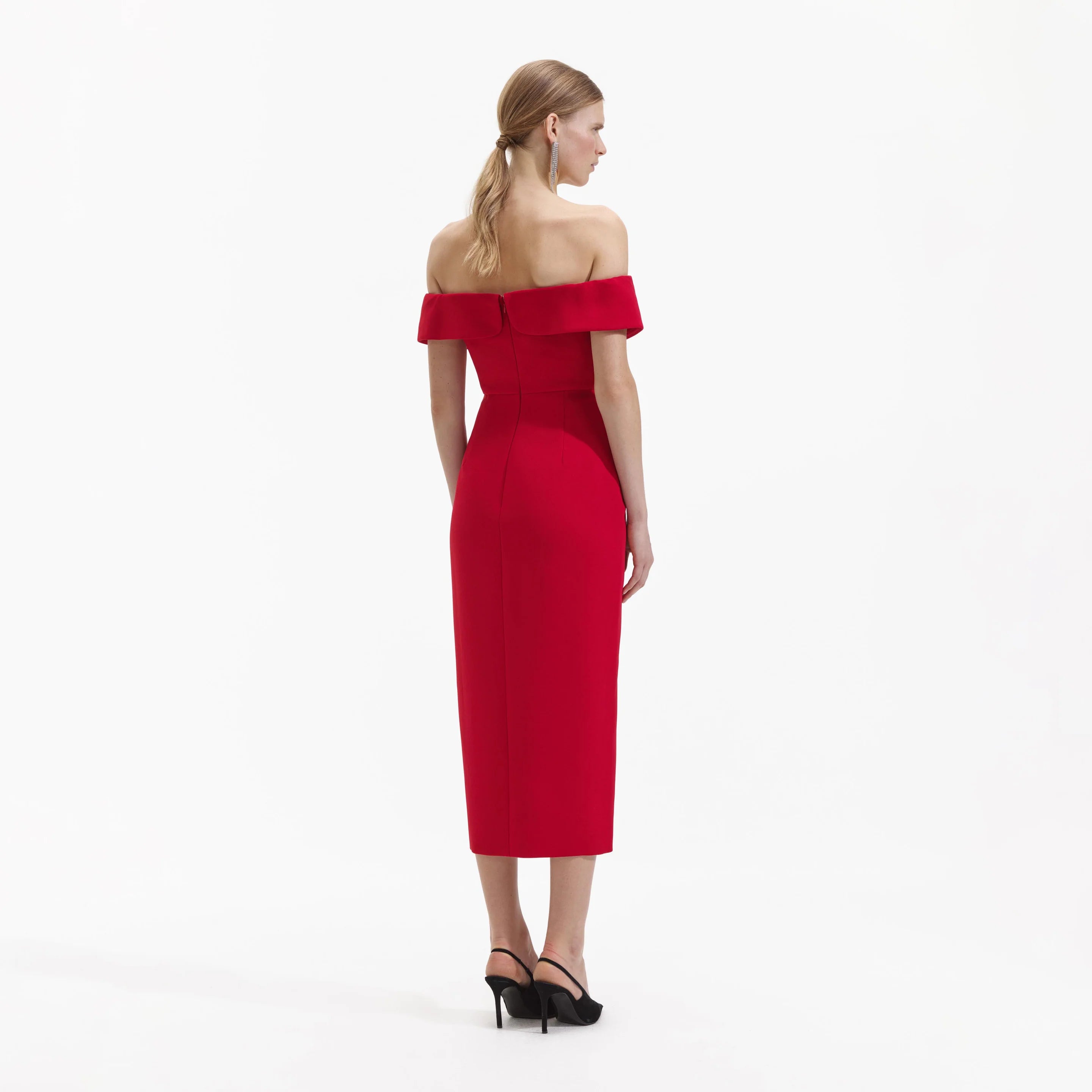 Vestido escote barca rojo