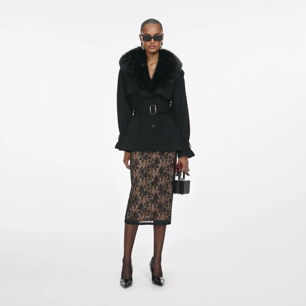 Black fur collar jacket