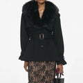 Black fur collar jacket