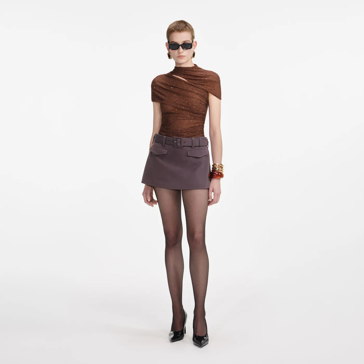 Brown rhinestone top