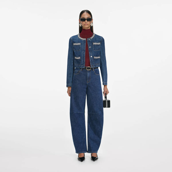 Crystal Trim denim jacket