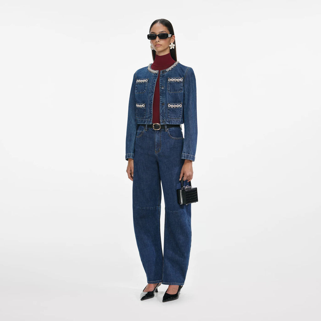 Crystal Trim denim jacket