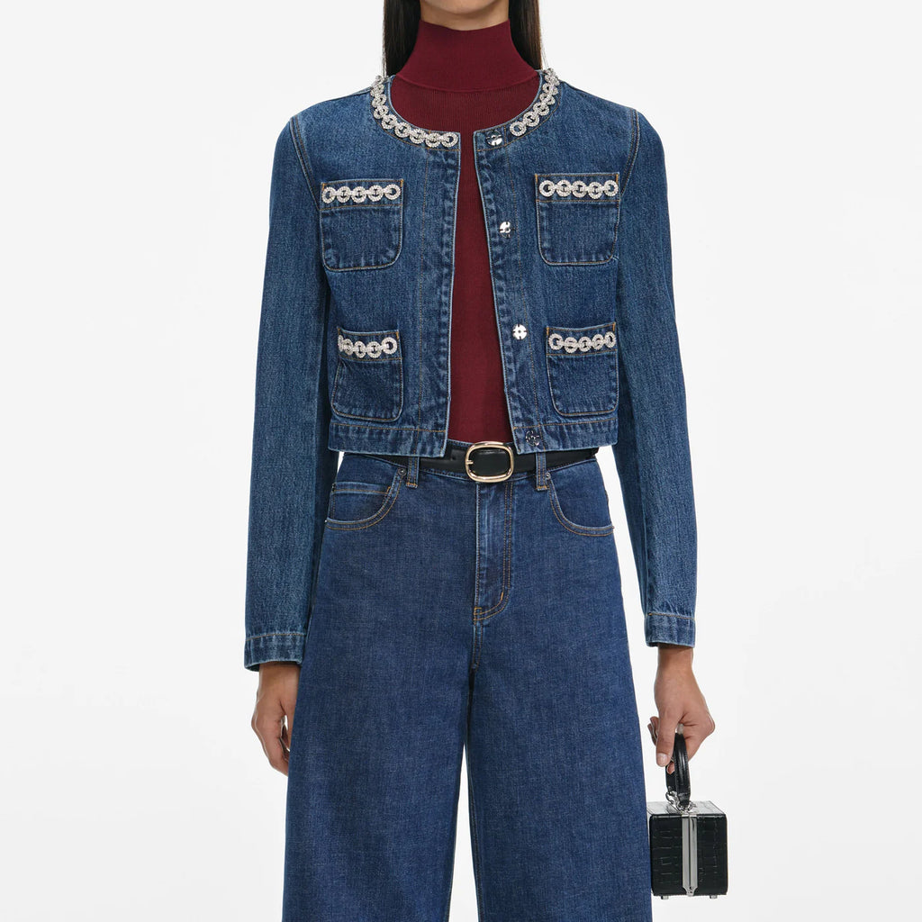 Crystal Trim denim jacket