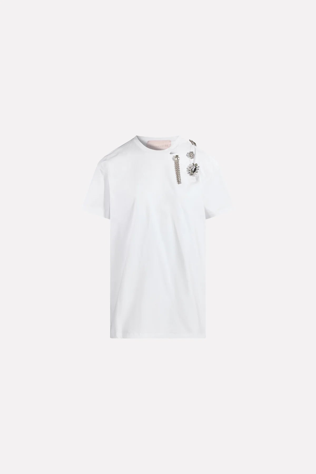 Camiseta cut out con strass